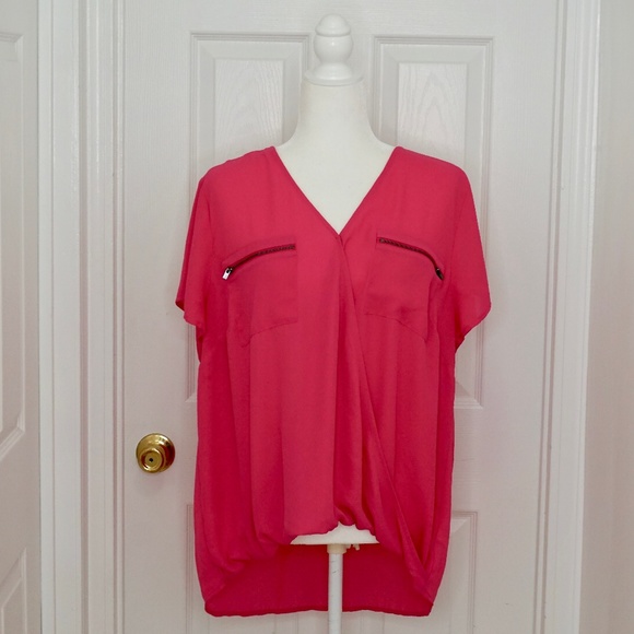 Maurices Tops - MAURICES Pink Semi-Sheer Short Sleeve Blouse - PS1